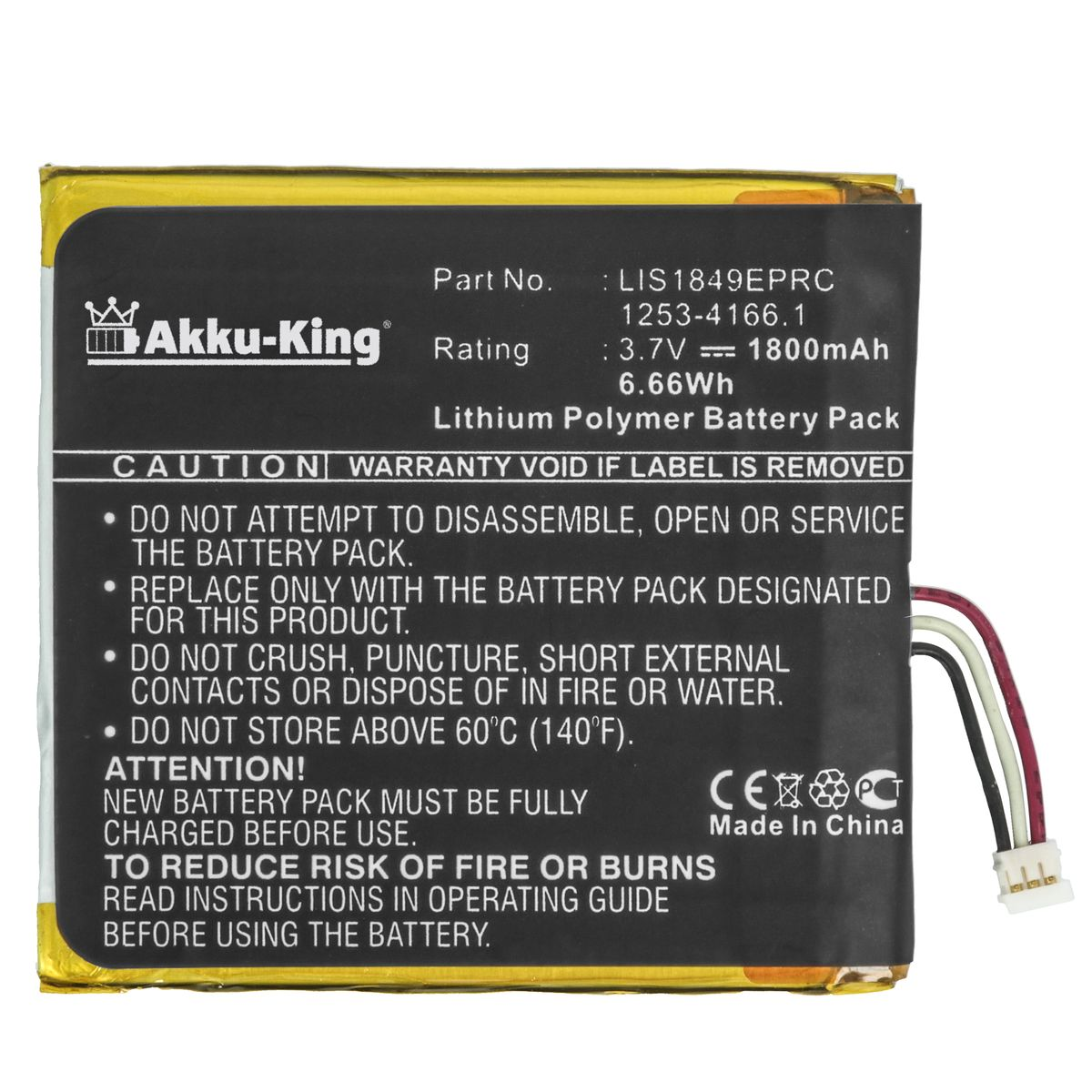 AKKU-KING Li-Polymer mit Handy-Akku, Sony 3.7 1800mAh Akku kompatibel Volt, LIS1849EPRC