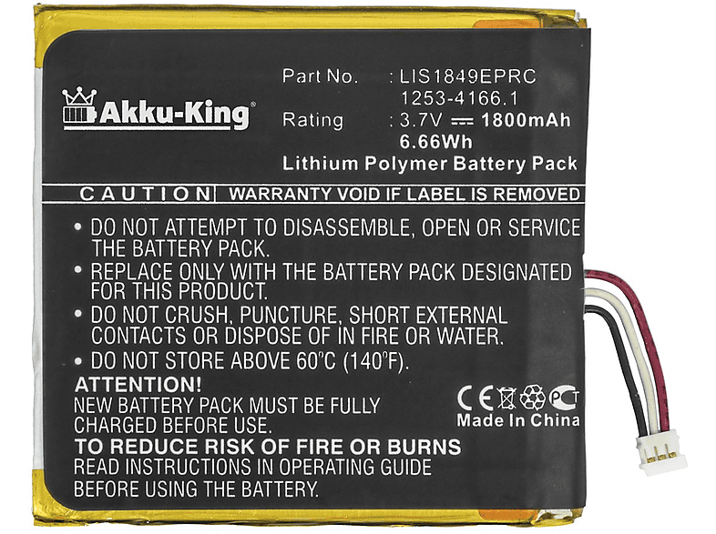 AKKU-KING Li-Polymer mit Handy-Akku, Sony 3.7 1800mAh Akku kompatibel Volt, LIS1849EPRC