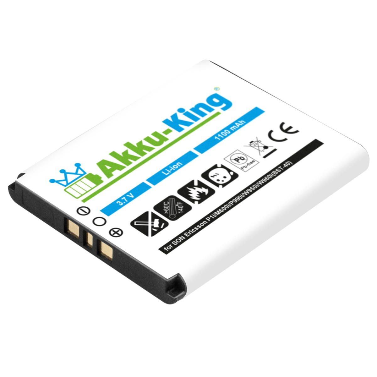 AKKU-KING Akku kompatibel mit Li-Ion 3.7 BST-40 Volt, 1100mAh Handy-Akku, Sony-Ericsson