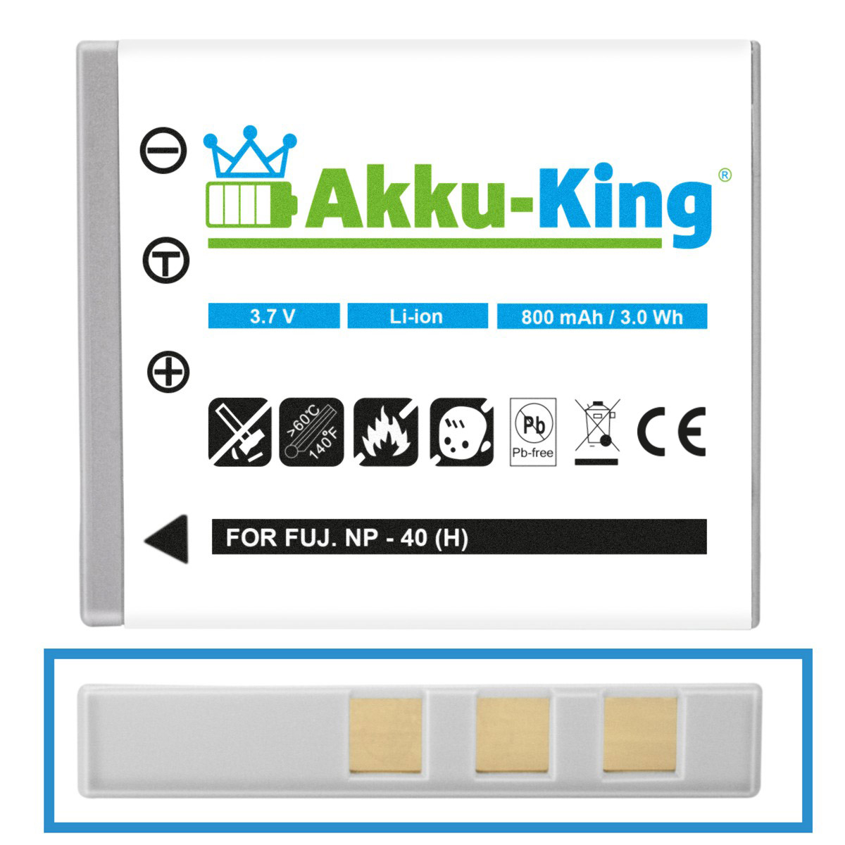 NP-40 kompatibel 800mAh AKKU-KING mit Li-Ion Fuji 3.7 Volt, Akku Kamera-Akku,