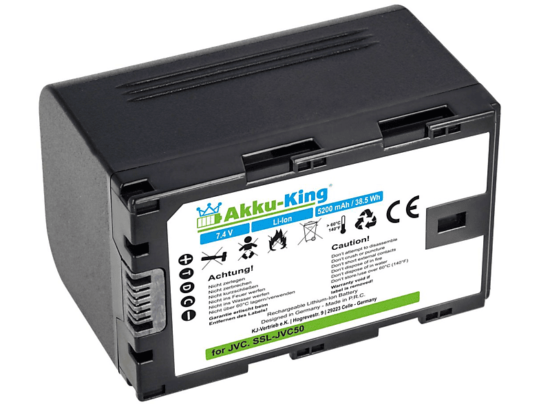 5200mAh AKKU-KING JVC Kamera-Akku, 7.4 kompatibel Volt, Li-Ion SSL-JVC50 Akku mit