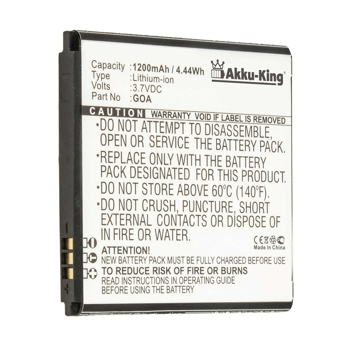 AKKU-KING Akku kompatibel 2502 Li-Ion Wiko 1200mAh Handy-Akku, mit 3.7 Volt