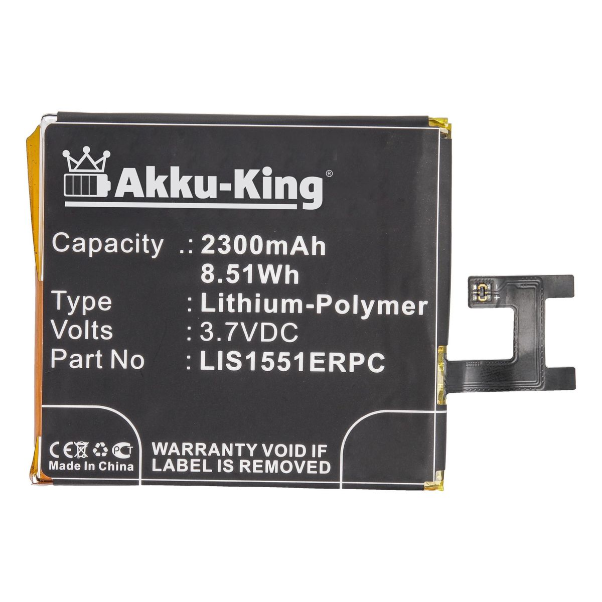 AKKU-KING Akku Handy-Akku, kompatibel Li-Polymer 3.7 Sony LIS1551ERPC 2300mAh mit Volt
