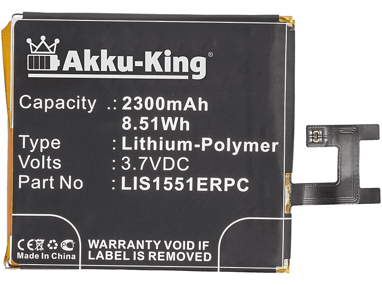 AKKU-KING Akku kompatibel mit Sony LIS1551ERPC Li-Polymer Handy-Akku, 3.7 Volt, 2300mAh