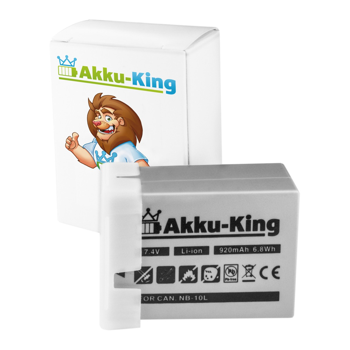 AKKU-KING Akku kompatibel mit Kamera-Akku, Li-Ion NB-10L 7.4 Canon Volt, 920mAh