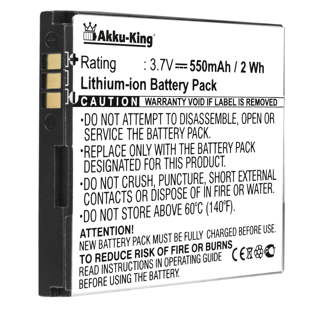 AKKU-KING Akku kompatibel mit Vodafone Li-Ion Li3707T42P3h463848 550mAh Handy-Akku, Volt, 3.7