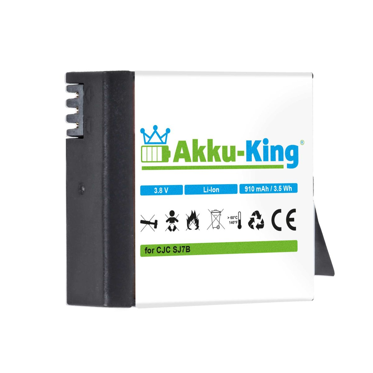 AKKU-KING Akku kompatibel mit SJCAM 910mAh Li-Ion Kamera-Akku, 3.8 Volt, SJ7B