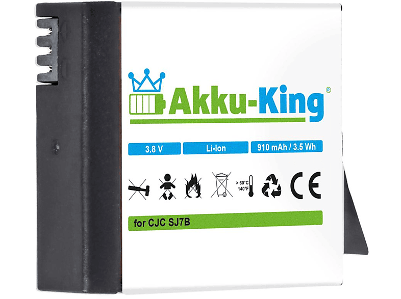 AKKU-KING Akku kompatibel mit SJCAM SJ7B Li-Ion Kamera-Akku, 3.8 Volt, 910mAh