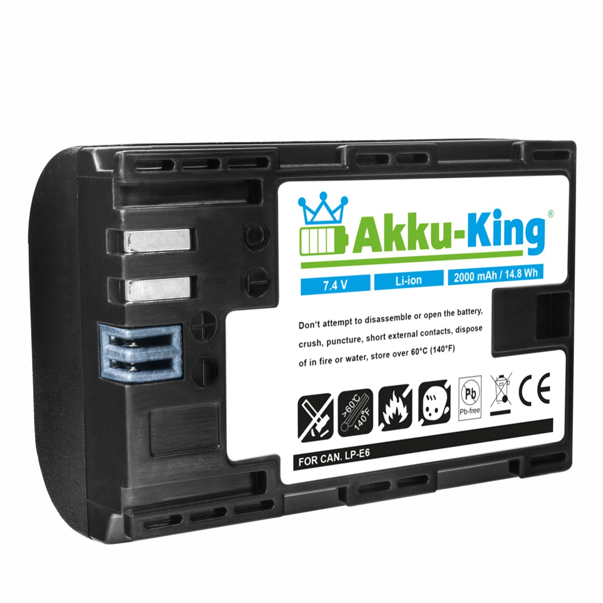 7.4 kompatibel Blackmagic mit Akku Kamera-Akku, AKKU-KING Li-Ion Design LP-E6 2000mAh Volt,