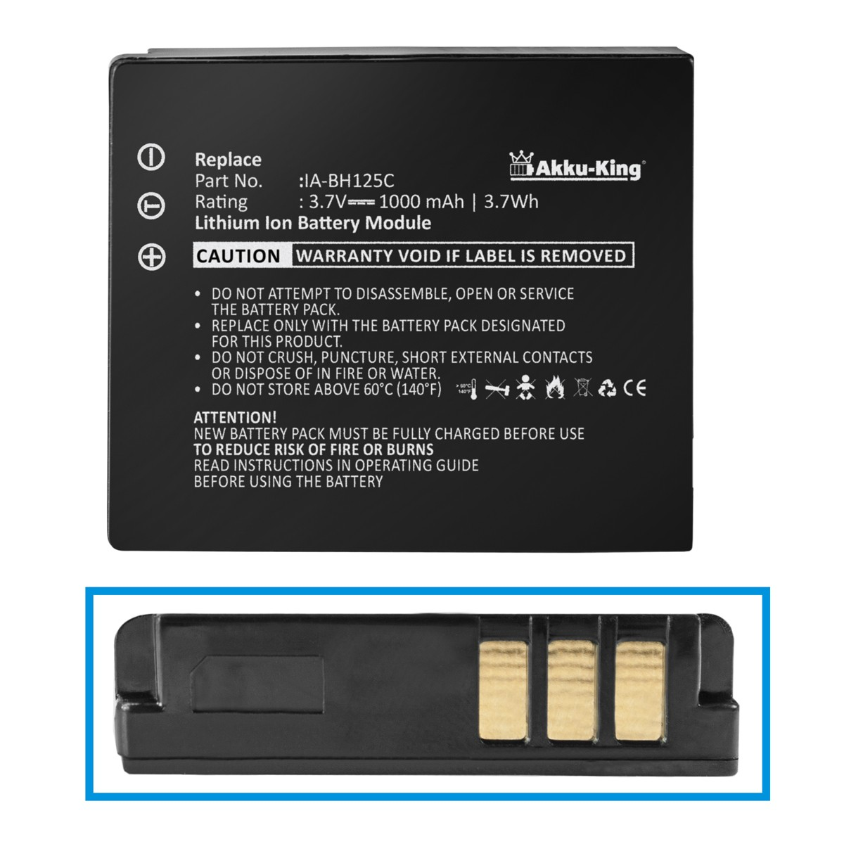 Samsung mit Volt, Kamera-Akku, Li-Ion AKKU-KING IA-BH125C kompatibel 1000mAh 3.7 Akku