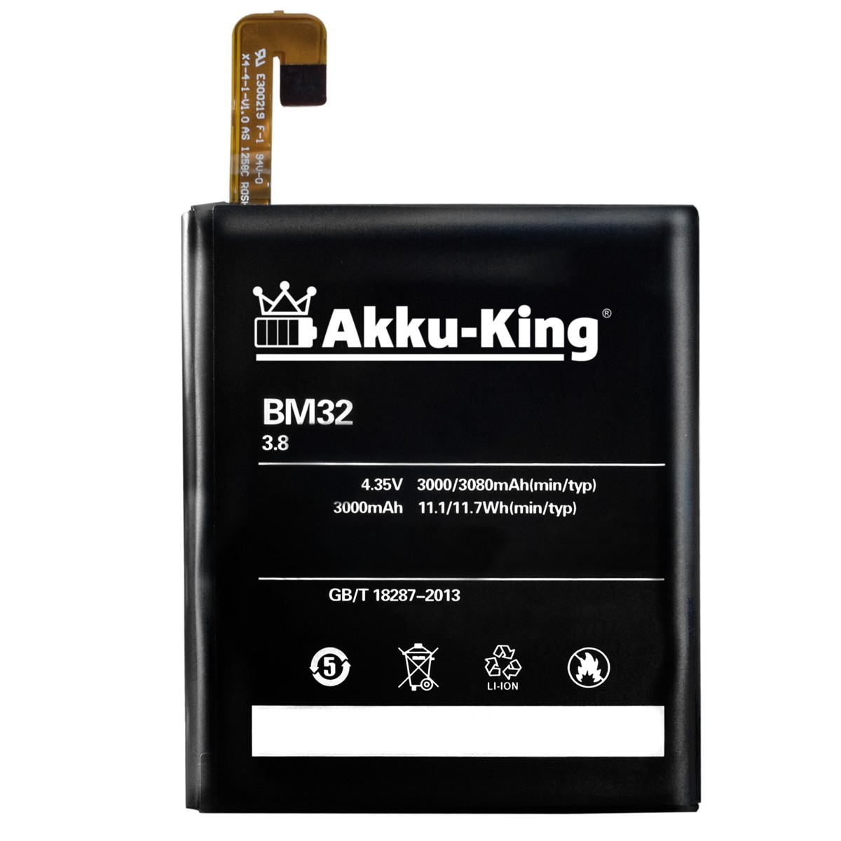 AKKU-KING Akku kompatibel mit Xiaomi 3000mAh 3.8 Handy-Akku, BM32 Volt, Li-Polymer