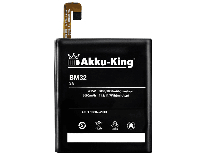 AKKU-KING Li-Polymer Akku 3.8 BM32 Volt, 3000mAh Handy-Akku, kompatibel mit Xiaomi