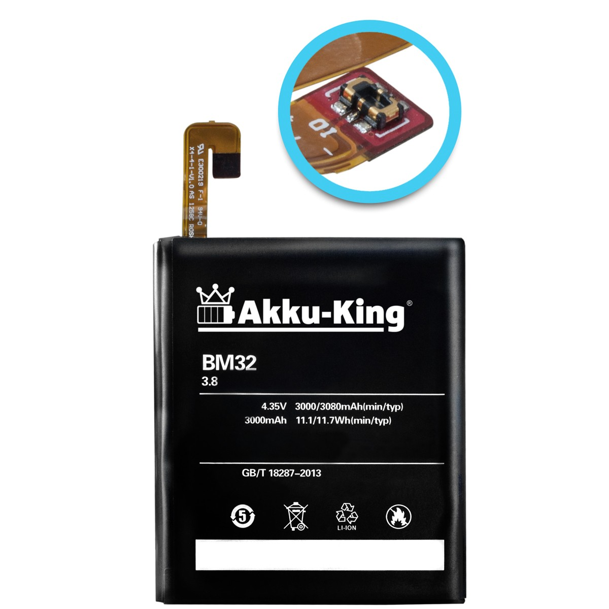 AKKU-KING Akku kompatibel mit Xiaomi 3000mAh 3.8 Handy-Akku, BM32 Volt, Li-Polymer