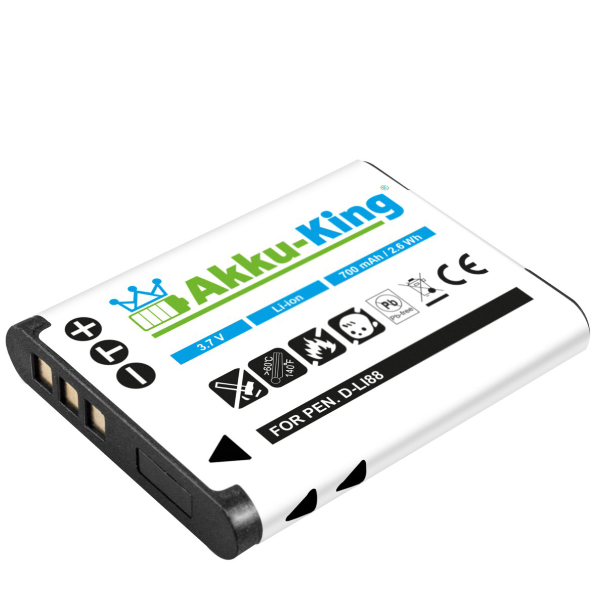 Li-Ion Toshiba AKKU-KING Akku 3.7 mit kompatibel PX1686E-1BRS Volt, Kamera-Akku, 700mAh