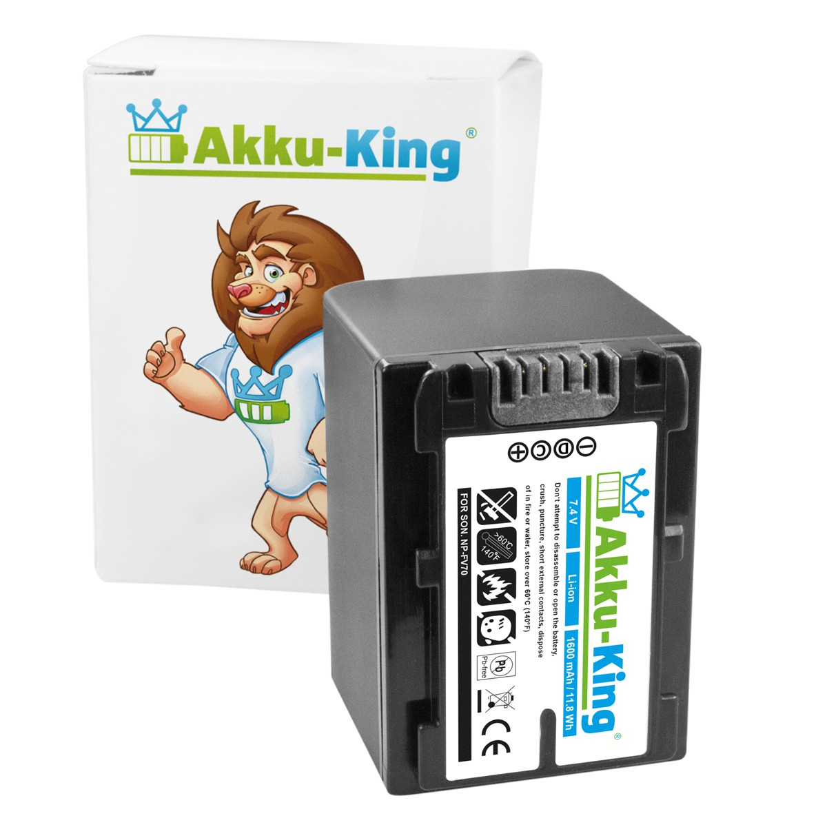 AKKU-KING Akku kompatibel Li-Ion Kamera-Akku, NP-FV70 Sony mit Volt, 7.4 1600mAh