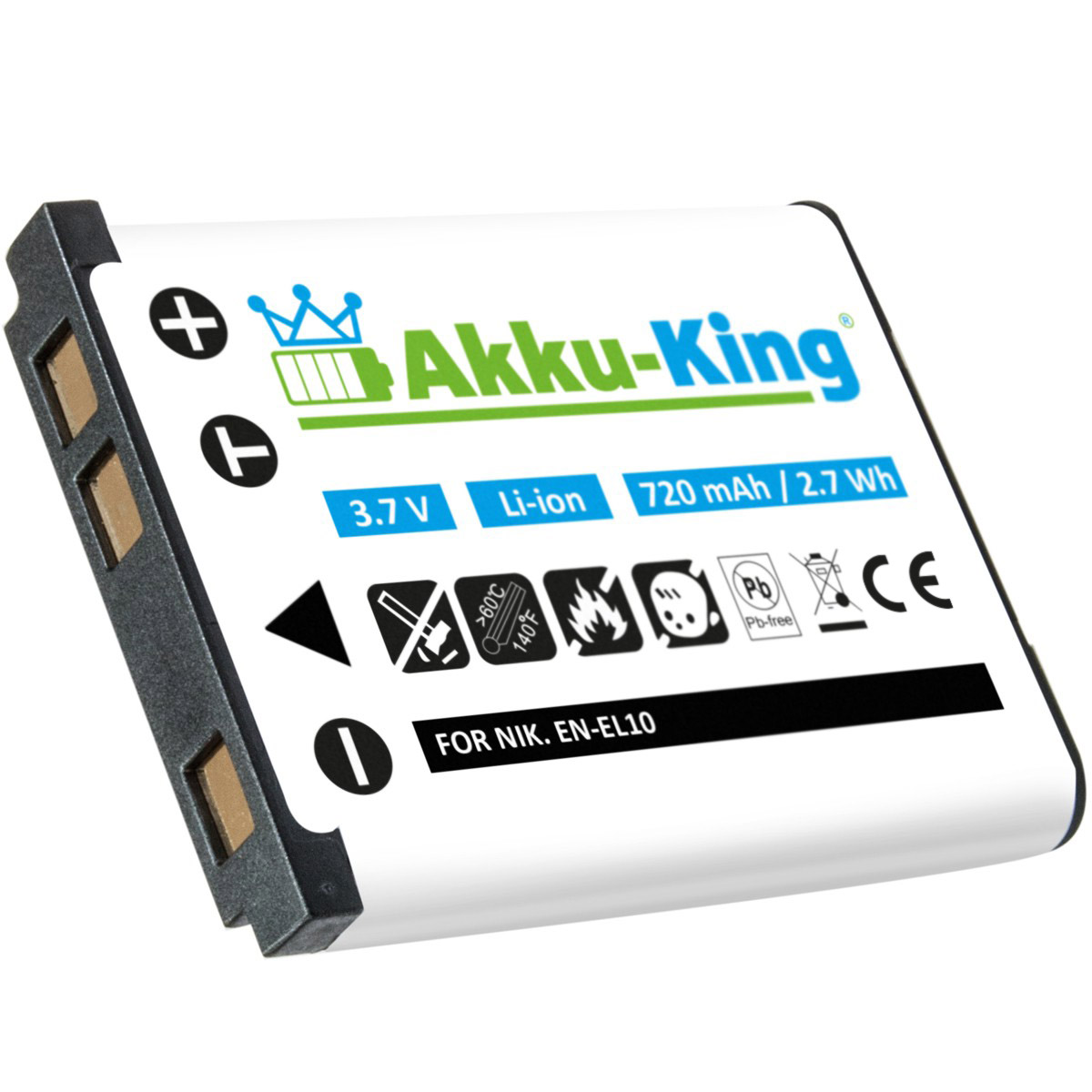kompatibel 3.7 Volt, EN-EL10 720mAh Kamera-Akku, Nikon Li-Ion mit Akku AKKU-KING