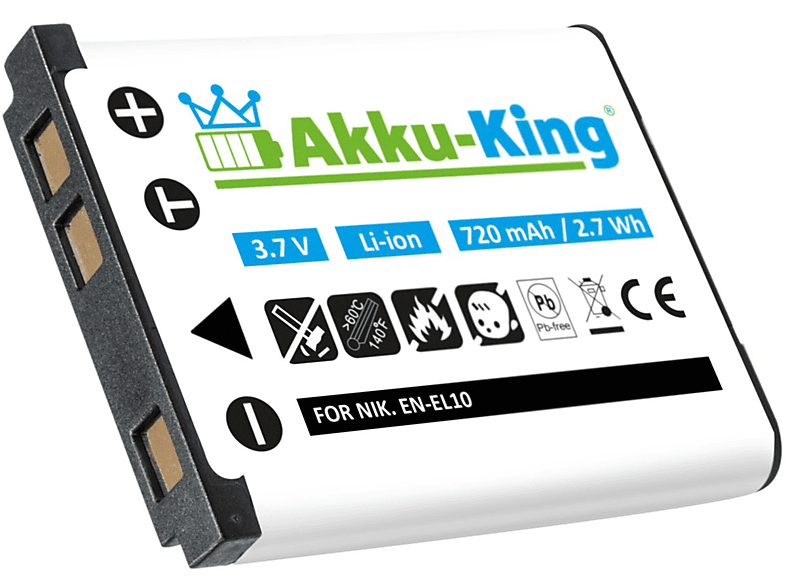 AKKU-KING Akku kompatibel mit Pentax D-Li108 Li-Ion Kamera-Akku, 3.7 Volt, 720mAh