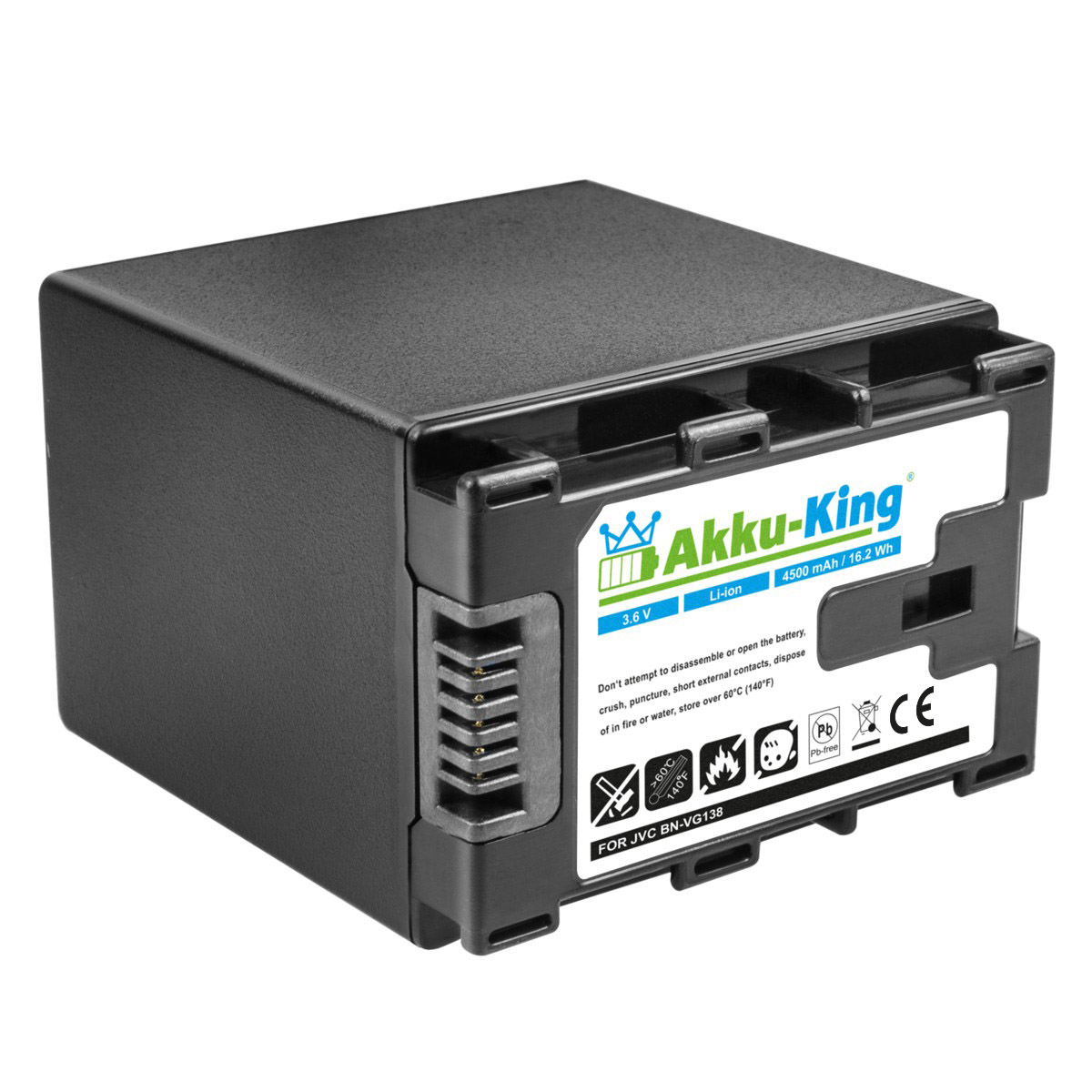 AKKU-KING Akku kompatibel mit Li-Ion BN-VG138 Kamera-Akku, Volt, JVC 3.6 4500mAh