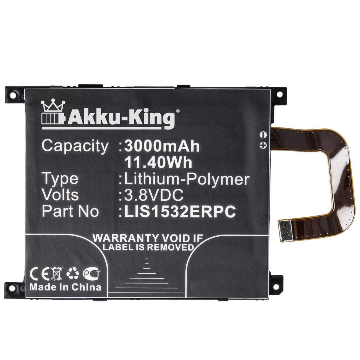 AKKU-KING Akku kompatibel mit Volt, 3000mAh Handy-Akku, 3.8 LIS1532ERPC Li-Polymer Sony