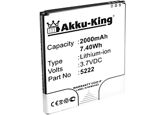 AKKU-KING Akku kompatibel mit Wiko 5222 Li-Ion Handy-Akku, 3.7 Volt, 2000mAh