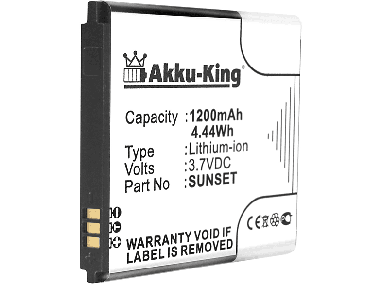 AKKU-KING Akku 1200mAh Wiko Handy-Akku, Volt, kompatibel Li-Ion 3.7 mit Sunset