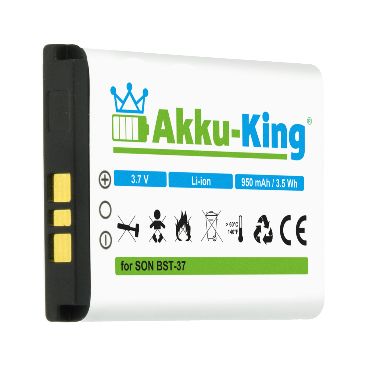 AKKU-KING Akku kompatibel Handy-Akku, 3.7 Sony-Ericsson BST-37 950mAh Volt, Li-Ion mit