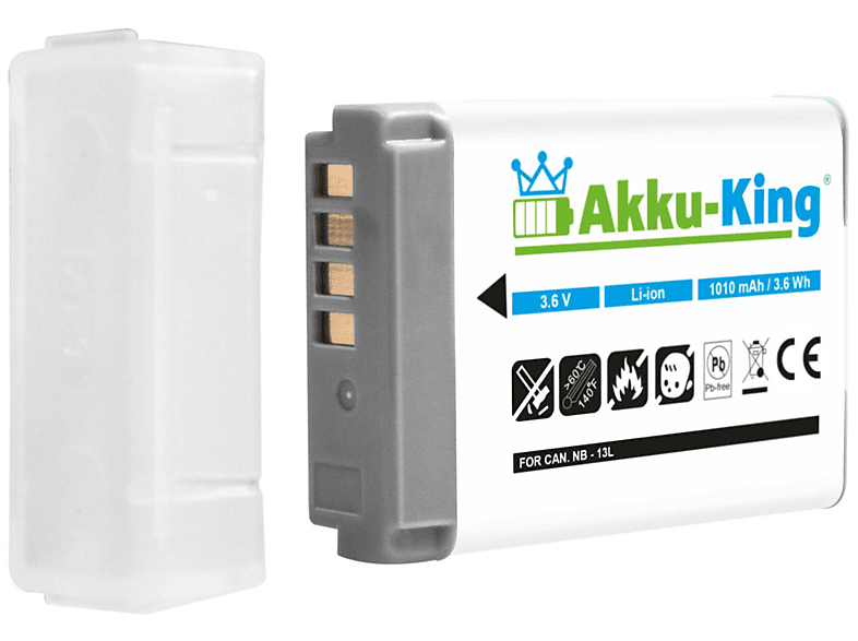AKKU-KING Akku kompatibel mit Canon NB-13L Li-Ion Kamera-Akku, 3.6 Volt, 1010mAh