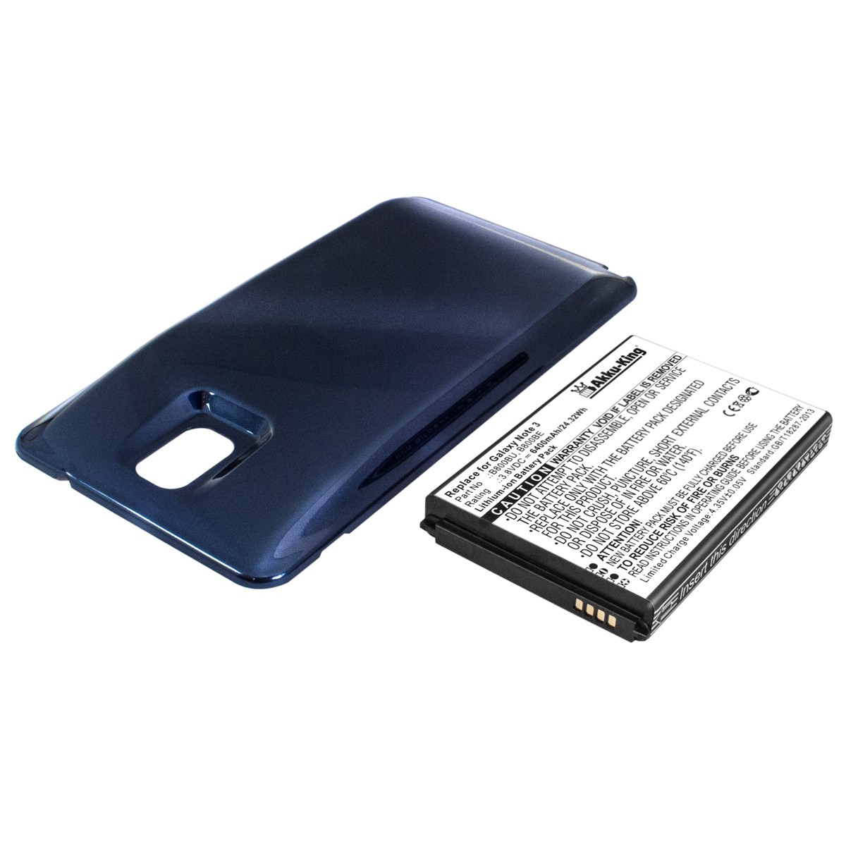 6400mAh mit mit Li-Ion B800BE blau AKKU-KING Volt, Samsung 3.8 Akku kompatibel Akkudeckel Handy-Akku,