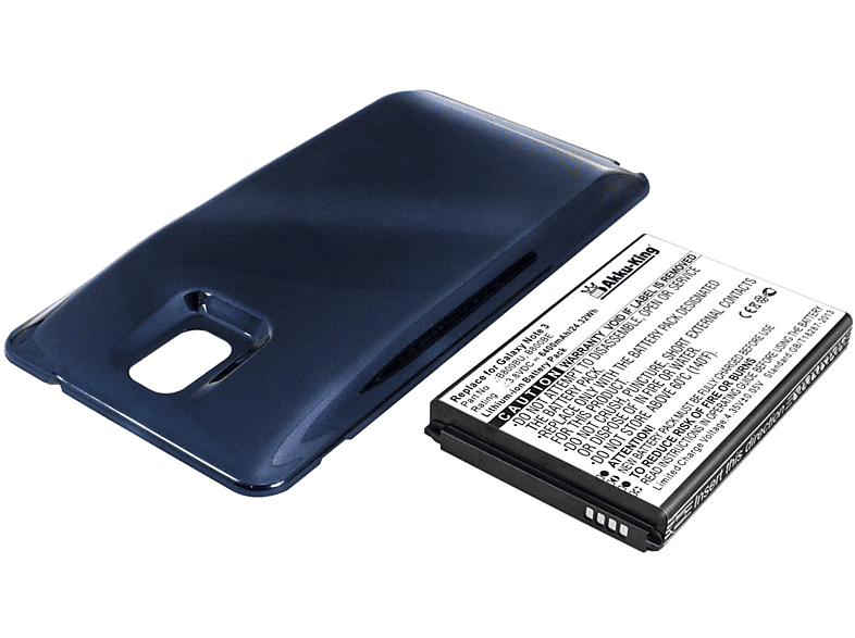 AKKU-KING Akku kompatibel mit Samsung B800BE mit Akkudeckel blau Li-Ion Handy-Akku, 3.8 Volt, 6400mAh