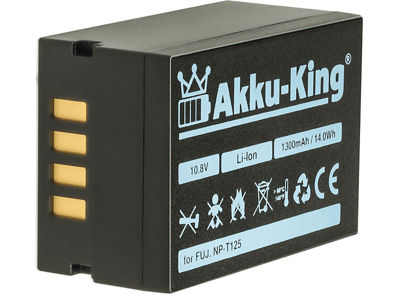 AKKU-KING Akku kompatibel mit Li-Ion 1300mAh Kamera-Akku, Volt, Fujifilm 10.8 NP-T125