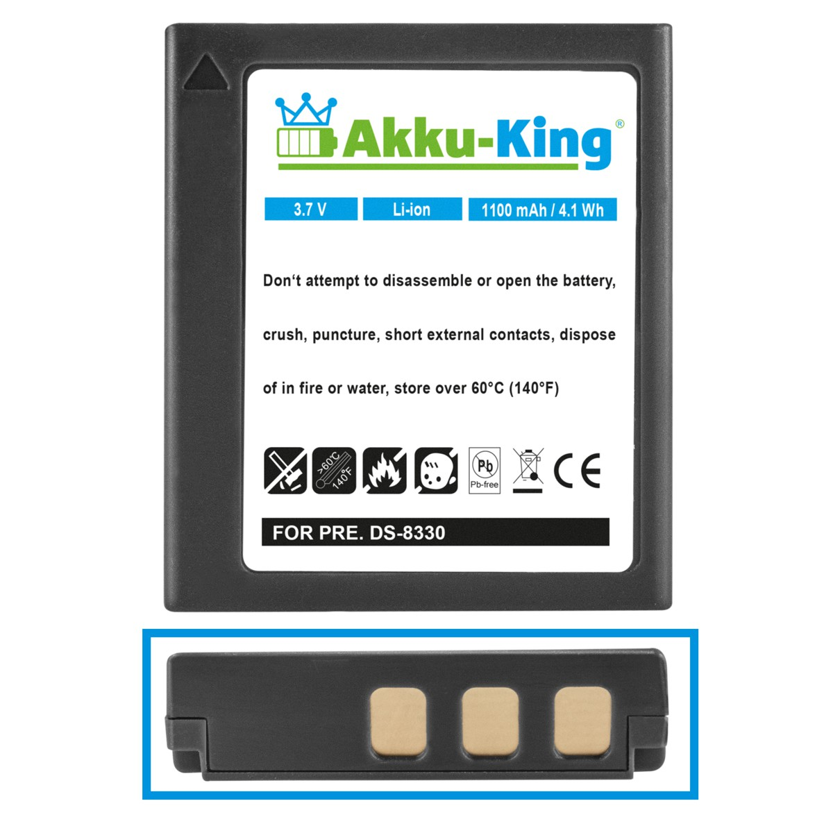 kompatibel Volt, DS-8330 3.7 mit Kamera-Akku, Li-Ion Premier Akku 1100mAh AKKU-KING
