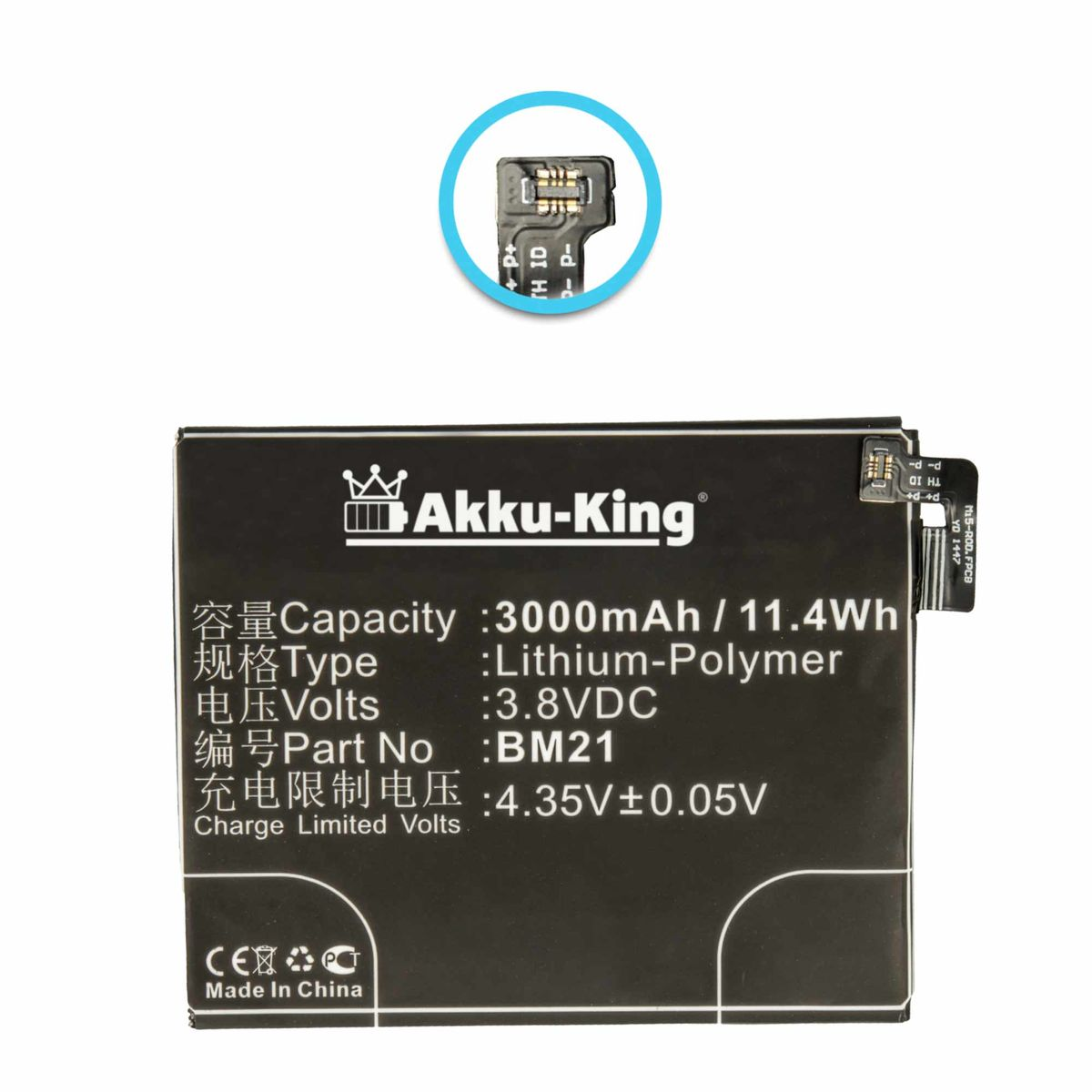 AKKU-KING Akku Li-Polymer 3.8 Volt, 3000mAh mit BM21 Handy-Akku, kompatibel Xiaomi