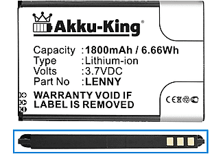 AKKU-KING Akku kompatibel mit Wiko Lenny Li-Ion Handy-Akku, 3.7 Volt, 1800mAh