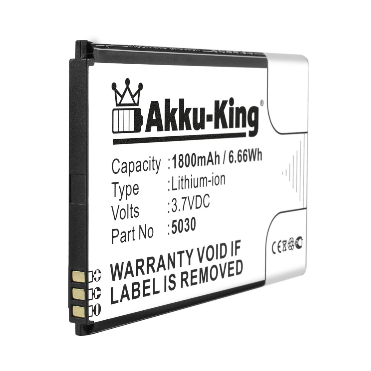 3.7 Akku kompatibel mit Handy-Akku, 5030 AKKU-KING 1800mAh Li-Ion Wiko Volt,