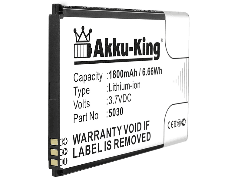 3.7 Akku kompatibel mit Handy-Akku, 5030 AKKU-KING 1800mAh Li-Ion Wiko Volt,