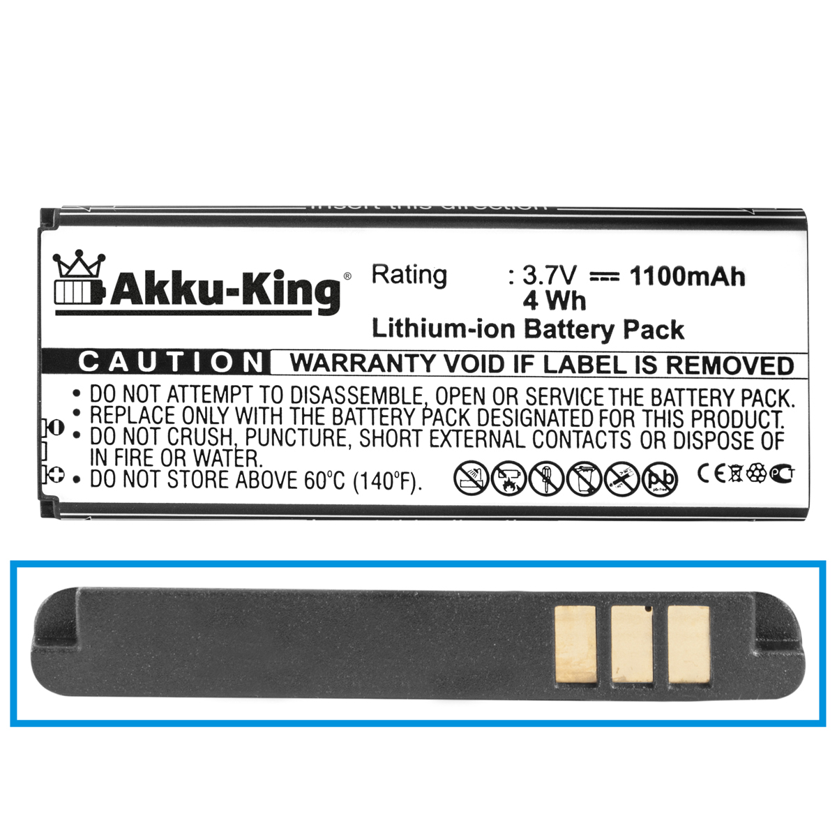 kompatibel Akku AKKU-KING Handy-Akku, mit 1100mAh ZTE Li-Ion Li3714T42P3h853448 3.7 Volt,