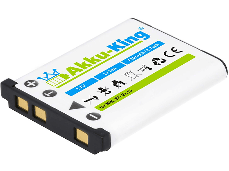 AKKU-KING Akku kompatibel mit EN-EL10 3.7 Kamera-Akku, Li-Ion Nikon 720mAh Volt