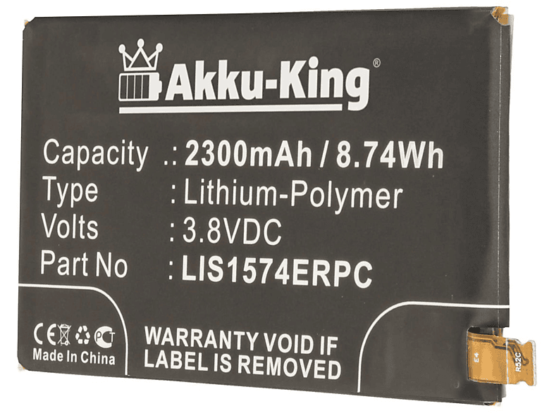 3.8 2300mAh Handy-Akku, Li-Polymer Sony Akku kompatibel LIS1574ERPC mit AKKU-KING Volt,