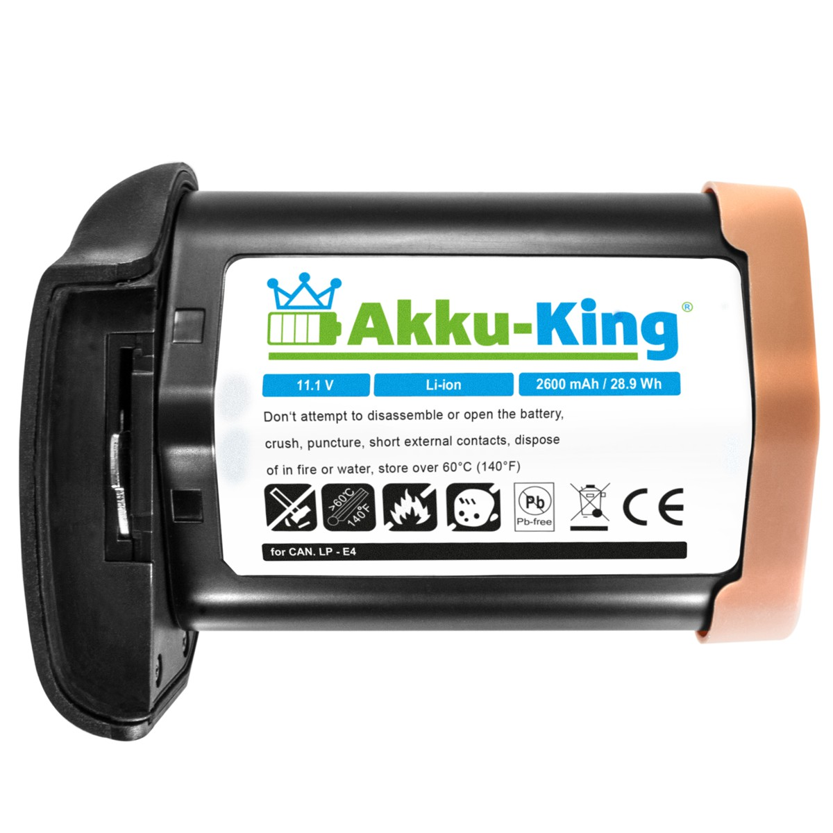 AKKU-KING Akku kompatibel mit Kamera-Akku, 2600mAh Li-Ion Canon LP-E4 Volt, 11.1