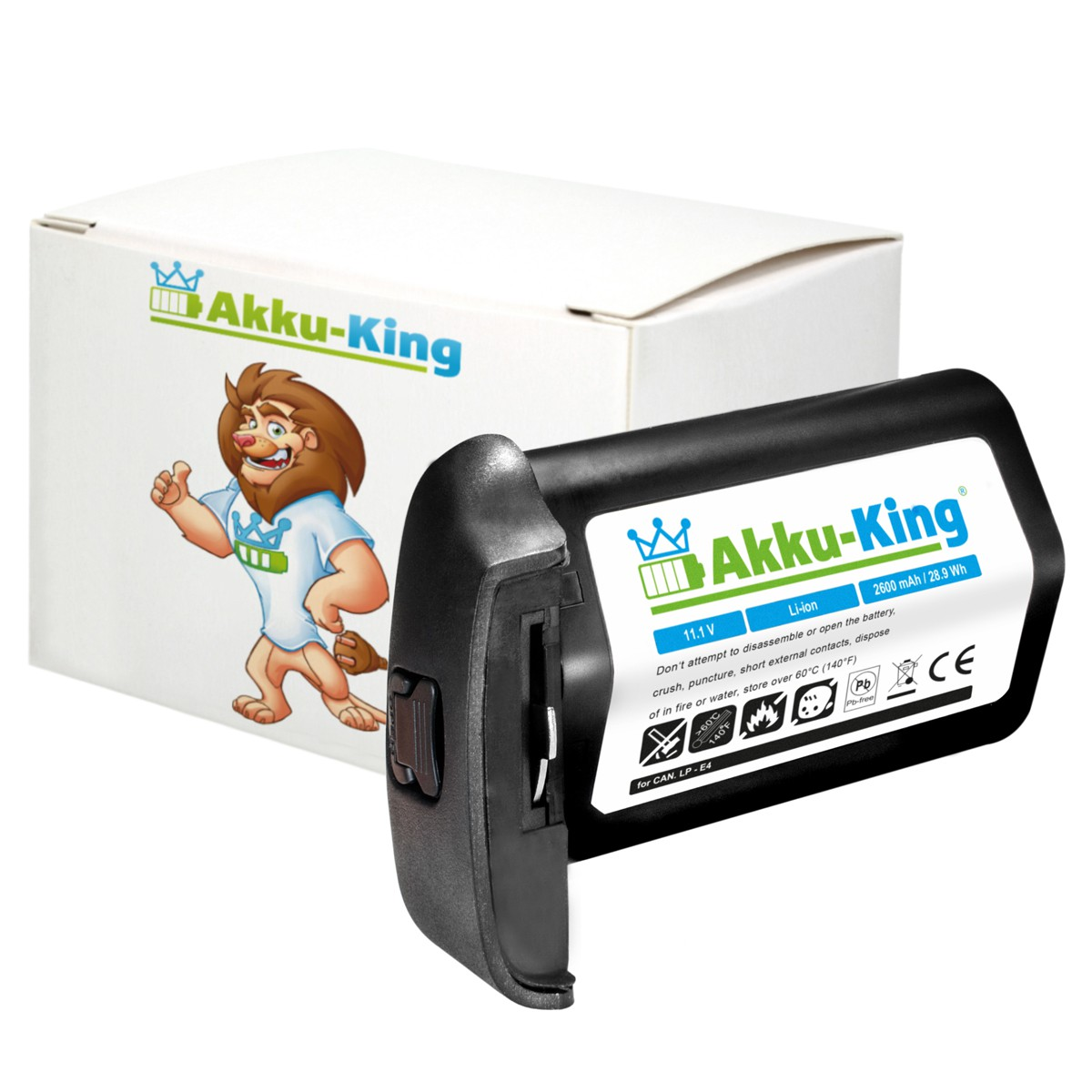 AKKU-KING Akku kompatibel mit Kamera-Akku, 2600mAh Li-Ion Canon LP-E4 Volt, 11.1