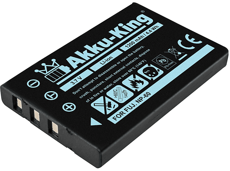 AKKU-KING Akku kompatibel mit Fuji NP-60 Li-Ion Kamera-Akku, 3.7 Volt, 1200mAh