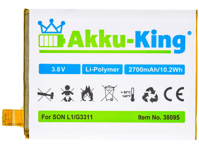 AKKU-KING Akku kompatibel mit 3.8 Li-Ion Sony Volt, LIP1621ERPC 2700mAh Handy-Akku