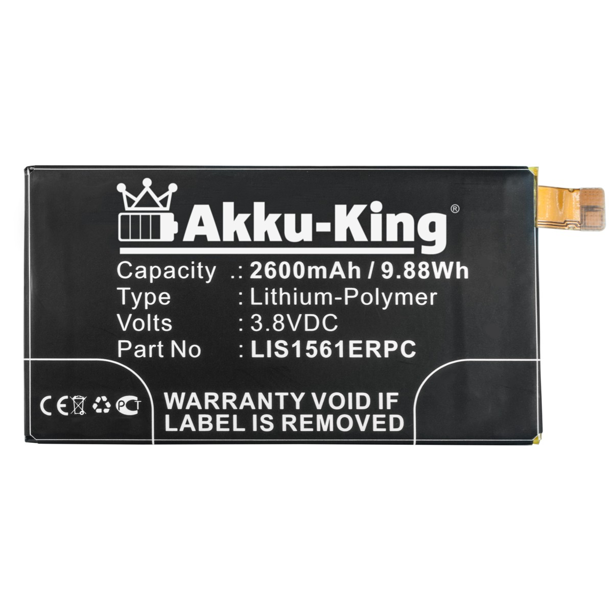 AKKU-KING Akku kompatibel LIS1561ERPC Volt, 2600mAh Li-Polymer 3.8 Handy-Akku, Sony mit