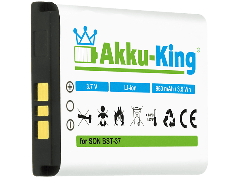 AKKU-KING Akku mit BST-37 kompatibel 3.7 Li-Ion 950mAh Sony-Ericsson Handy-Akku, Volt