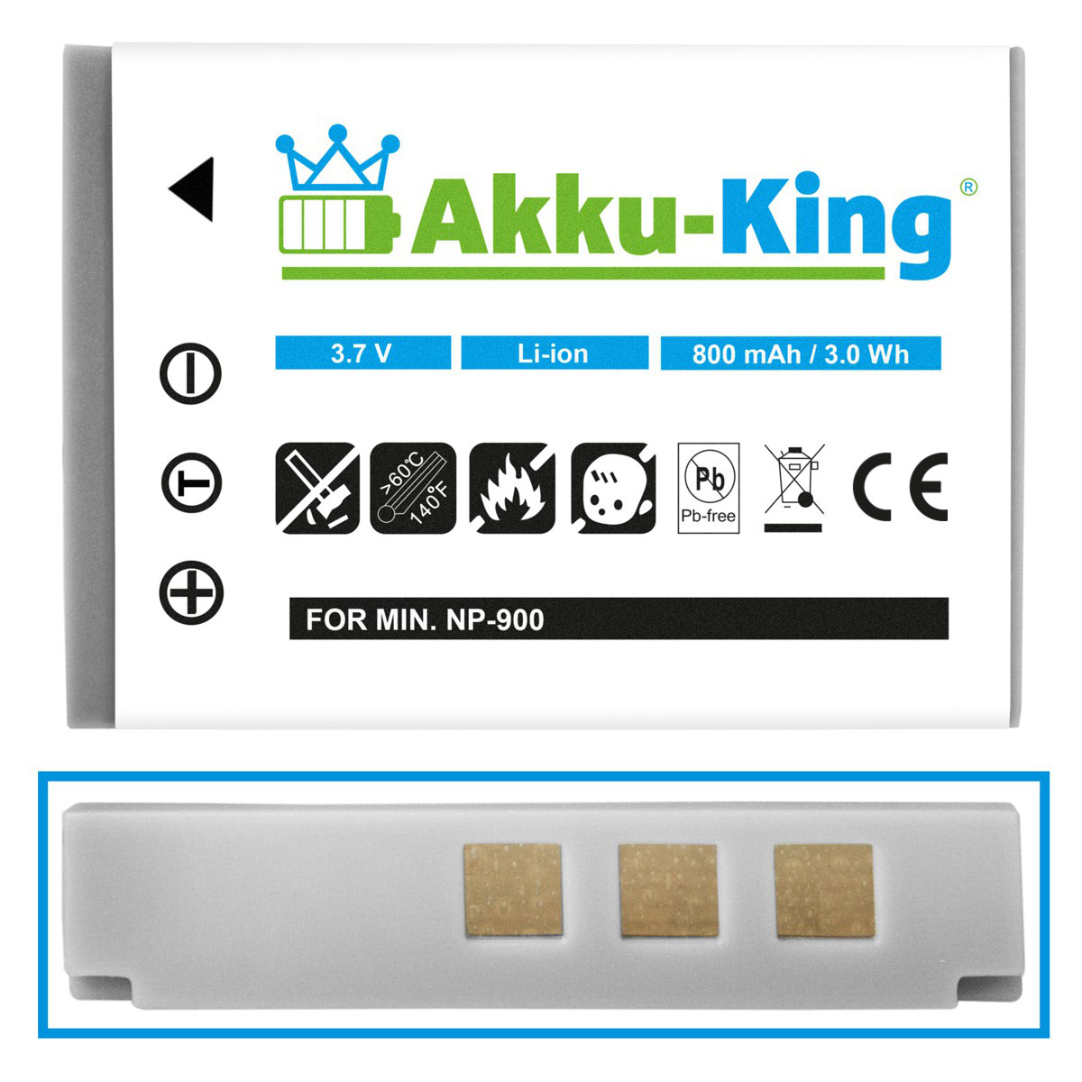 Volt, Akku kompatibel 800mAh Li-Ion Premier AKKU-KING 3.7 DS-4330 Kamera-Akku, mit