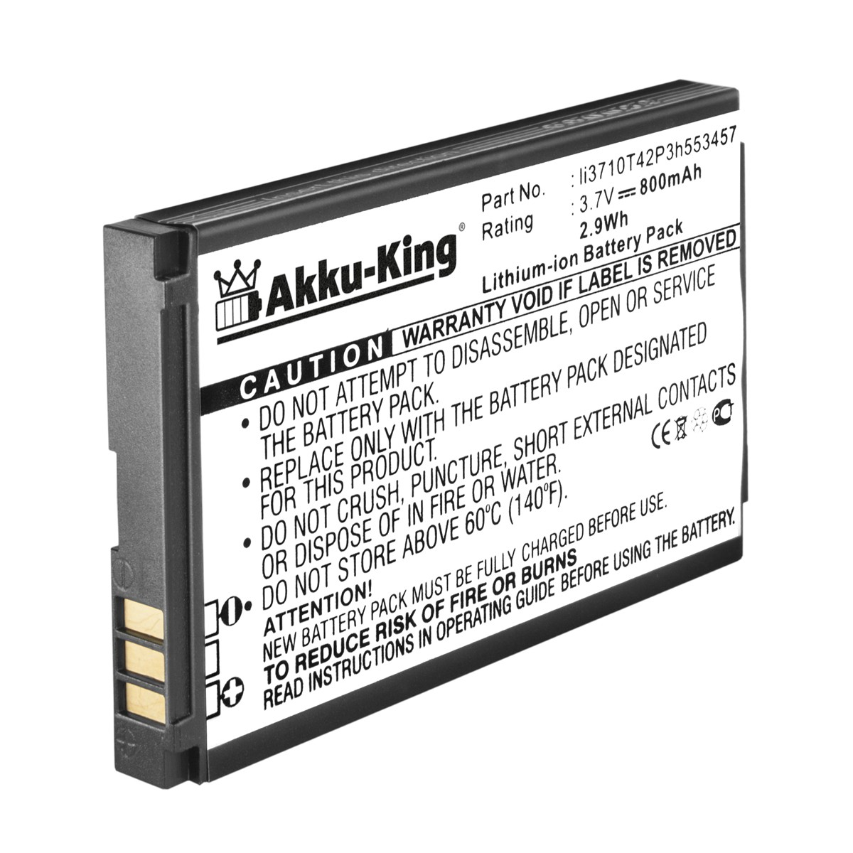 Handy-Akku, kompatibel Volt, mit AKKU-KING Li-Ion ZTE Li3710T42P3h553457 3.7 800mAh Akku