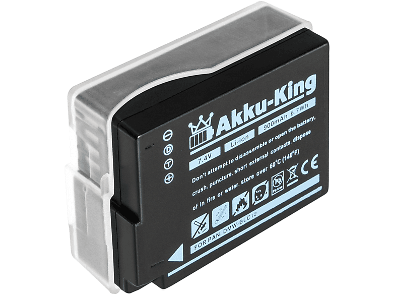 AKKU-KING Akku kompatibel mit Panasonic DMW-BLC12 Li-Ion Kamera-Akku, 7.4 Volt, 900mAh