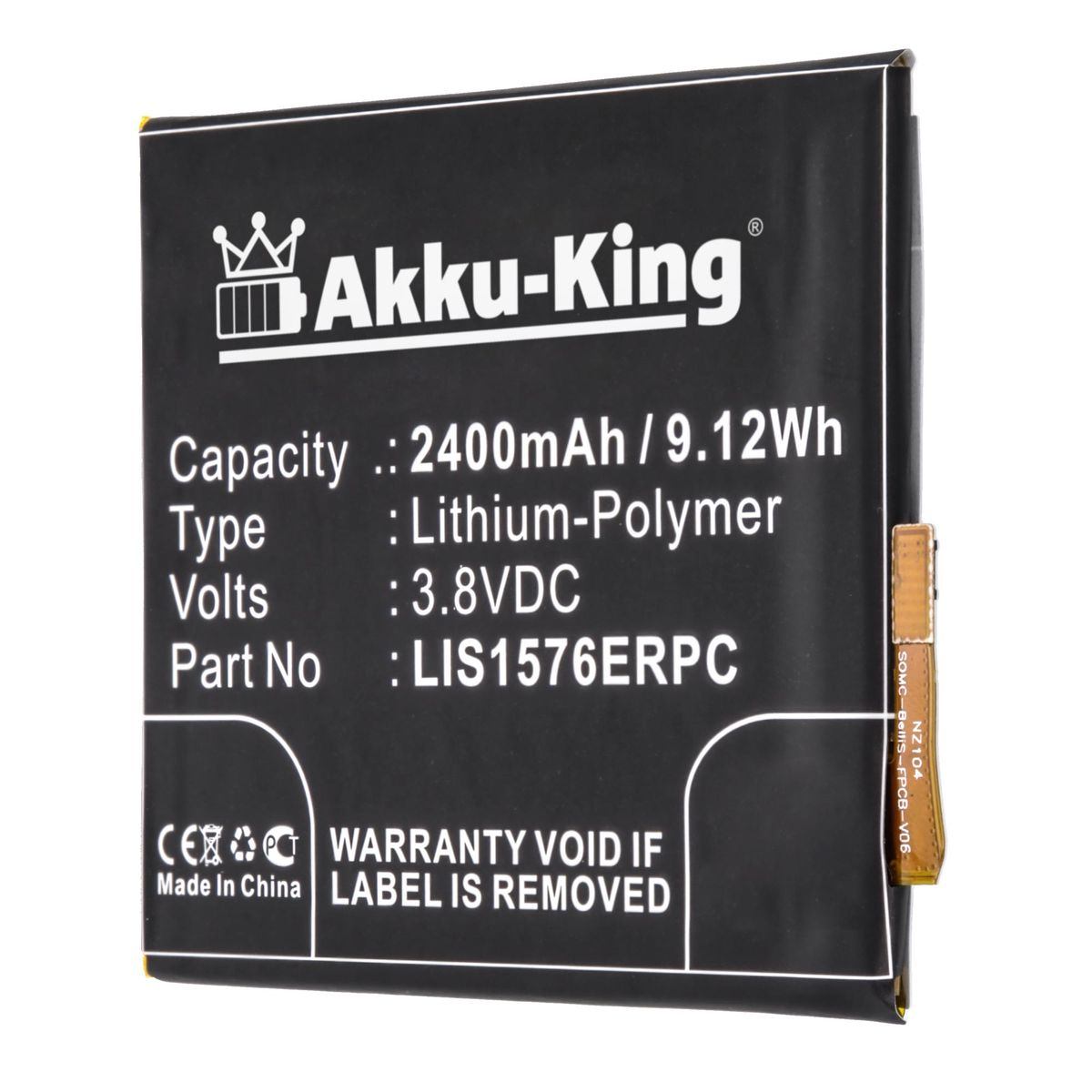 mit Li-Polymer kompatibel Sony Volt, Akku 3.8 LIS1576ERPC 2400mAh Handy-Akku, AKKU-KING