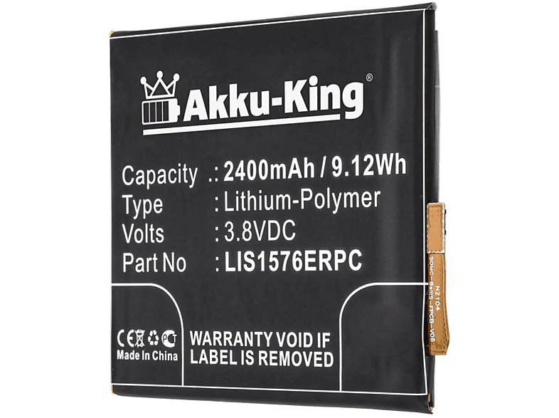 AKKU-KING Akku kompatibel mit Sony LIS1576ERPC Li-Polymer Handy-Akku, 3.8 Volt, 2400mAh