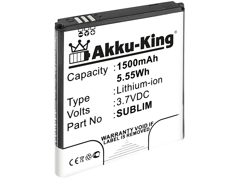 AKKU-KING Akku Handy-Akku, Volt, 3.7 1500mAh kompatibel Li-Ion Wiko mit N270